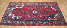 Load image into Gallery viewer, 3x6 Vintage Persian Rug | Bold Medallion on Red Field Intricate Design Stylized Border  | SKU 119
