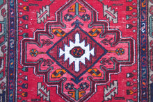 Load image into Gallery viewer, 3x6 Vintage Persian Rug | Bold Medallion on Red Field Intricate Design Stylized Border  | SKU 119
