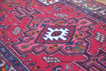Load image into Gallery viewer, 3x6 Vintage Persian Rug | Bold Medallion on Red Field Intricate Design Stylized Border  | SKU 119
