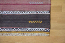 Load image into Gallery viewer, 3x4 Vintage Anatolian Turkish Kilim Area Rug | Muted colorful stripe design protective tribal symbols | SKU 125
