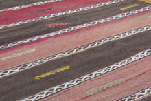 Load image into Gallery viewer, 3x4 Vintage Anatolian Turkish Kilim Area Rug | Muted colorful stripe design protective tribal symbols | SKU 125
