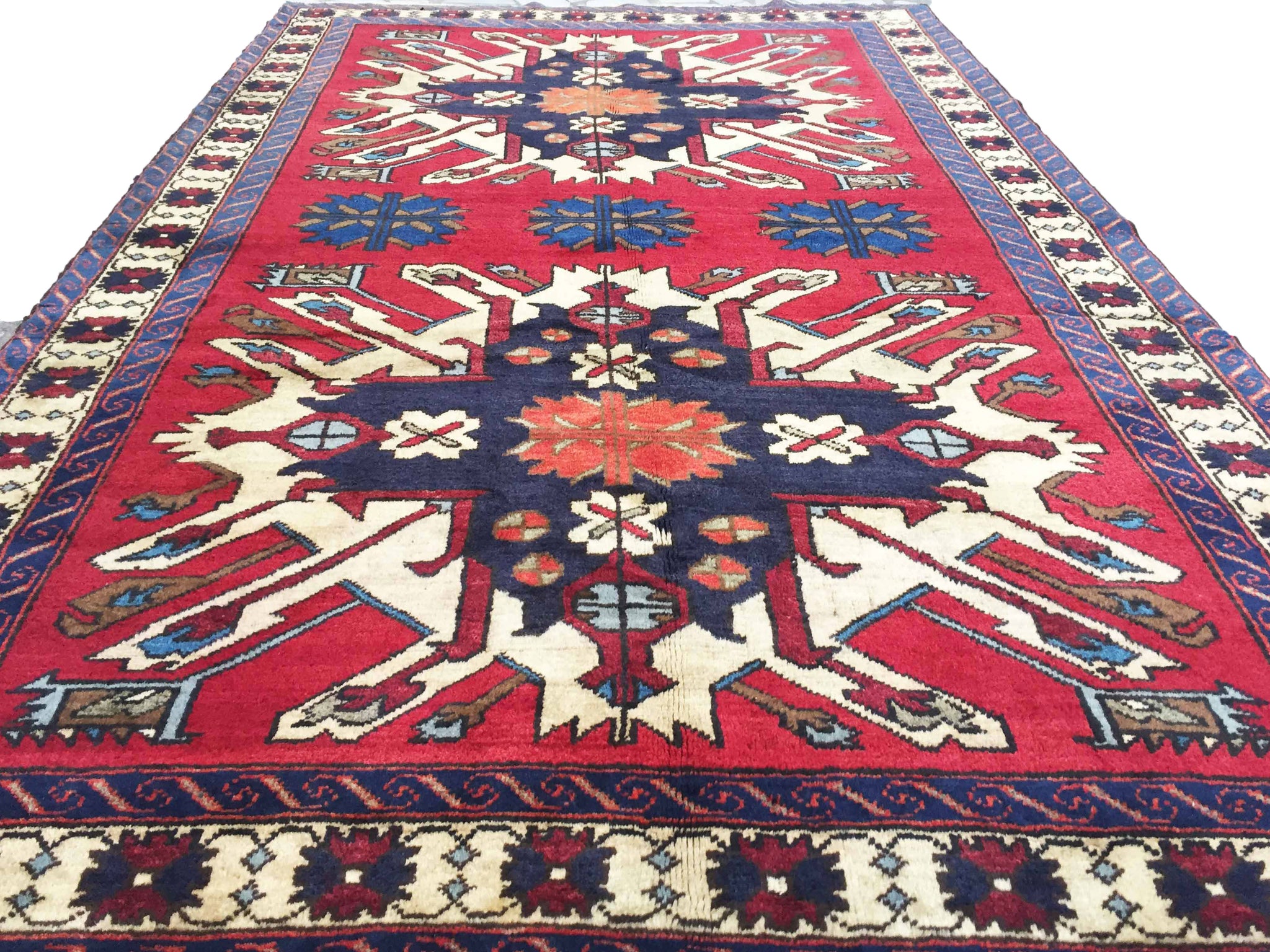 Geometric Wool Kazak Accent Rug 2x3