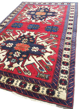 Load image into Gallery viewer, 5x8 Vintage Eastern Anatolian &#39;Kars&#39; Turkish Area Rug | Eagle Kazak Design Double Medallion Vibrant Colors Geometric Design | SKU 180
