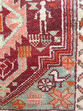 Load image into Gallery viewer, 3x11 Vintage South Eastern Anatolian &#39;Herki&#39; Turkish Runner | Geometric Design Diamond Field Motifs Vibrant Colors Floral Border | SKU 184
