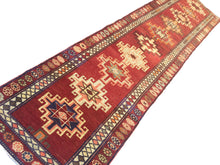 Load image into Gallery viewer, 3x12 Vintage South Eastern Anatolian &#39;Herki&#39; Turkish Runner | Geometric Repeating Medallion Design Vibrant Colors Floral Border | SKU 185

