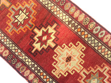Load image into Gallery viewer, 3x12 Vintage South Eastern Anatolian &#39;Herki&#39; Turkish Runner | Geometric Repeating Medallion Design Vibrant Colors Floral Border | SKU 185
