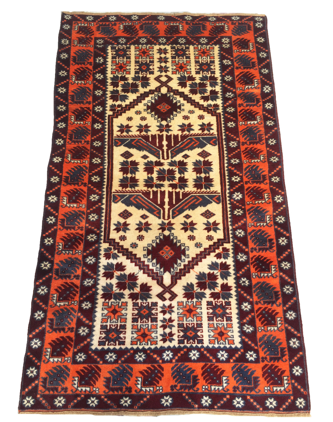 4x6 Vintage Western Anatolian 'Yagcibedir' Turkish Area Rug | Bold Medallion Design Light Field Vibrant Border  | SKU 202
