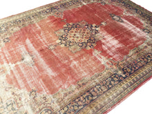 Load image into Gallery viewer, 8x11 Vintage Western Anatolian Oushak Style &#39;Demirci&#39; Turkish Area Rug | Intricate Medallion Spacious Field Muted Colors Floral Border  | SKU 203
