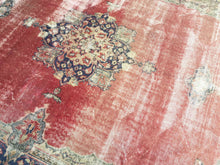 Load image into Gallery viewer, 8x11 Vintage Western Anatolian Oushak Style &#39;Demirci&#39; Turkish Area Rug | Intricate Medallion Spacious Field Muted Colors Floral Border  | SKU 203
