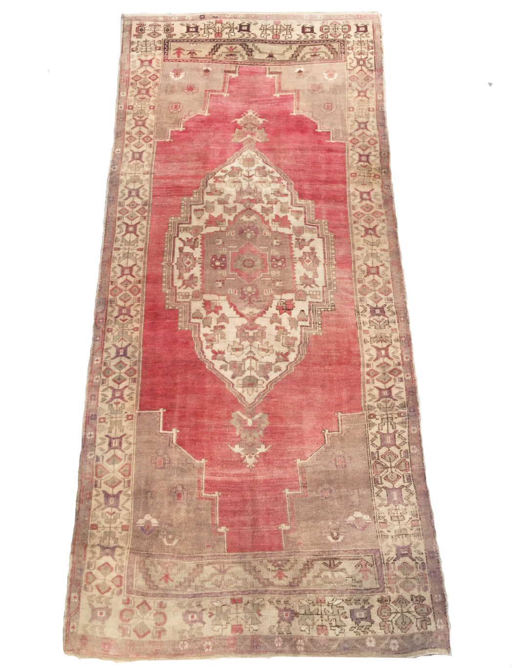 5x12 Vintage Central Anatolian Oushak Style 'Taşpınar' Turkish Area Rug | Bold Medallion Muted Colors Stylized Border | SKU 207