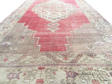 Load image into Gallery viewer, 5x12 Vintage Central Anatolian Oushak Style &#39;Taşpınar&#39; Turkish Area Rug | Bold Medallion Muted Colors Stylized Border | SKU 207
