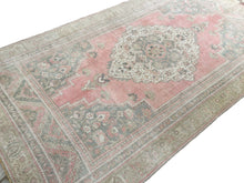 Load image into Gallery viewer, 7x11 Vintage Central Anatolian Oushak Style &#39;Taşpınar&#39; Turkish Area Rug | Bold Medallion Light Muted Colors Floral Motifs Stylized Border | SKU 212
