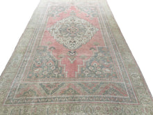 Load image into Gallery viewer, 7x11 Vintage Central Anatolian Oushak Style &#39;Taşpınar&#39; Turkish Area Rug | Bold Medallion Light Muted Colors Floral Motifs Stylized Border | SKU 212

