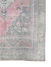 Load image into Gallery viewer, 7x11 Vintage Central Anatolian Oushak Style &#39;Taşpınar&#39; Turkish Area Rug | Bold Medallion Light Muted Colors Floral Motifs Stylized Border | SKU 212
