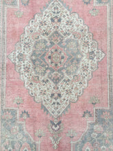 Load image into Gallery viewer, 7x11 Vintage Central Anatolian Oushak Style &#39;Taşpınar&#39; Turkish Area Rug | Bold Medallion Light Muted Colors Floral Motifs Stylized Border | SKU 212
