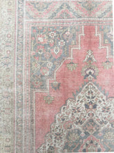 Load image into Gallery viewer, 7x11 Vintage Central Anatolian Oushak Style &#39;Taşpınar&#39; Turkish Area Rug | Bold Medallion Light Muted Colors Floral Motifs Stylized Border | SKU 212
