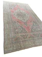 Load image into Gallery viewer, 7x11 Vintage Central Anatolian Oushak Style &#39;Taşpınar&#39; Turkish Area Rug | Bold Medallion Light Muted Colors Floral Motifs Stylized Border | SKU 212
