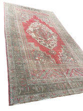 Load image into Gallery viewer, 6x11 Vintage Central Anatolian Oushak Style &#39;Taşpınar&#39; Turkish Area Rug | Bold Medallion Warm Muted Colors Floral Embellishments Stylized Border | SKU 215
