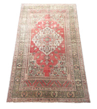 Load image into Gallery viewer, 7x12 Vintage Central Anatolian Oushak Style &#39;Taşpınar&#39; Turkish Area Rug | Diamond Medallion Warm Muted Colors Floral Embellishments Stylized Border | SKU 216
