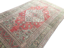 Load image into Gallery viewer, 7x12 Vintage Central Anatolian Oushak Style &#39;Taşpınar&#39; Turkish Area Rug | Diamond Medallion Warm Muted Colors Floral Embellishments Stylized Border | SKU 216
