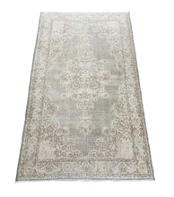 Load image into Gallery viewer, 4x7 Vintage Central Anatolian Oushak Style &#39;Isparta&#39; Turkish Area Rug | Bold Medallion Intricate Design Muted Colors Stylized Border | SKU 221
