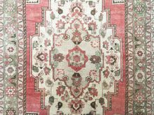 Load image into Gallery viewer, 5x10 Vintage Central Anatolian Oushak Style &#39;Taşpınar&#39; Turkish Area Rug | Flower Embellished Bold Medallion Warm Muted Colors Stylized Corner Design Intricate Border | SKU 230
