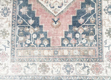 Load image into Gallery viewer, 5x10 Vintage Central Anatolian Oushak Style &#39;Taşpınar&#39; Turkish Area Rug | Bold Medallion Spacious Field Muted Colors Stylized Floral Embellishments | SKU 236
