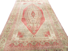 Load image into Gallery viewer, 6x10 Vintage Central Anatolian Oushak Style &#39;Taşpınar&#39; Turkish Area Rug | Bold Medallion Warm Muted Colors Stylized Borders | SKU 237
