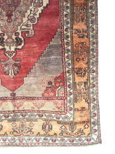 Load image into Gallery viewer, 5x9 Vintage Central Anatolian Oushak Style &#39;Taşpınar&#39; Turkish Area Rug | Bold Medallion Warm Colors Spacious Field Floral Border | SKU 240
