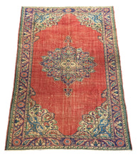 Load image into Gallery viewer, 7x11 Vintage Western Anatolian Oushak Style &#39;Isparta&#39; Turkish Area Rug | Bold Medallion Spacious Field Warm Colors Floral Corner and Border Design | SKU 255
