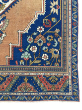 Load image into Gallery viewer, 5x10 Vintage Central Anatolian Oushak Style &#39;Taşpınar&#39; Turkish Area Rug | Diamond Medallion Spacious Field Symmetrical Floral Corner Design Geometric Border | SKU 260
