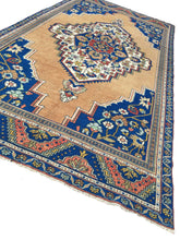 Load image into Gallery viewer, 5x10 Vintage Central Anatolian Oushak Style &#39;Taşpınar&#39; Turkish Area Rug | Diamond Medallion Spacious Field Symmetrical Floral Corner Design Geometric Border | SKU 260
