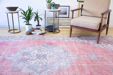 Load image into Gallery viewer, 7x11 Vintage Western Anatolian Oushak Style &#39;Isparta&#39; Turkish Area Rug | Bold Medallion Spacious Field Muted Colors Floral Corner and Border Design | SKU 263
