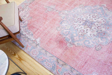 Load image into Gallery viewer, 7x11 Vintage Western Anatolian Oushak Style &#39;Isparta&#39; Turkish Area Rug | Bold Medallion Spacious Field Muted Colors Floral Corner and Border Design | SKU 263
