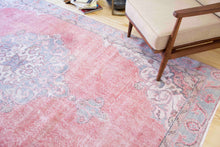 Load image into Gallery viewer, 7x11 Vintage Western Anatolian Oushak Style &#39;Isparta&#39; Turkish Area Rug | Bold Medallion Spacious Field Muted Colors Floral Corner and Border Design | SKU 263
