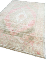Load image into Gallery viewer, 4x6 Vintage Central Anatolian Oushak Style &#39;Taşpınar&#39; Turkish Area Rug | Diamond Medallion Muted Colors Geometric Design | SKU 268
