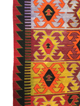 Load image into Gallery viewer, 6x10 Vintage Western Anatolian Turkish Kilim Area Rug | Repeating Symmetrical Tribal Motifs Designed in Stripes Vibrant Colors | SKU 272
