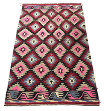Load image into Gallery viewer, 6x10 Vintage Western Anatolian Turkish Kilim Area Rug | Staggered Symmetrical Tribal Motifs Vibrant Colors | SKU 273
