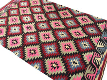 Load image into Gallery viewer, 6x10 Vintage Western Anatolian Turkish Kilim Area Rug | Staggered Symmetrical Tribal Motifs Vibrant Colors | SKU 273
