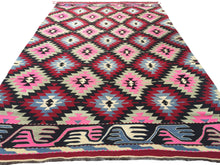 Load image into Gallery viewer, 6x10 Vintage Western Anatolian Turkish Kilim Area Rug | Staggered Symmetrical Tribal Motifs Vibrant Colors | SKU 273
