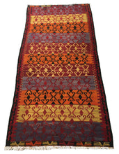 Load image into Gallery viewer, 6x11 Vintage Western Anatolian Turkish Kilim Area Rug | Symmetrical Tribal Motifs Stripe Design Vibrant Colors | SKU 277
