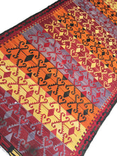 Load image into Gallery viewer, 6x11 Vintage Western Anatolian Turkish Kilim Area Rug | Symmetrical Tribal Motifs Stripe Design Vibrant Colors | SKU 277
