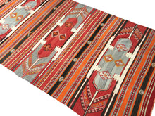 Load image into Gallery viewer, 5x10 Vintage Eastern Anatolian Turkish Kilim Area Rug | Three Medallion Stripe Design Vibrant Colors | SKU 278
