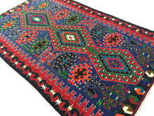 Load image into Gallery viewer, 6x10 Vintage Anatolian Turkish Kilim Area Rug | Three Medallion Tribal Motifs in the Field Bold Colors | SKU 291
