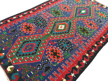 Load image into Gallery viewer, 6x10 Vintage Anatolian Turkish Kilim Area Rug | Three Medallion Tribal Motifs in the Field Bold Colors | SKU 291
