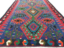 Load image into Gallery viewer, 6x10 Vintage Anatolian Turkish Kilim Area Rug | Three Medallion Tribal Motifs in the Field Bold Colors | SKU 291
