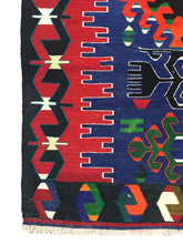 Load image into Gallery viewer, 6x10 Vintage Anatolian Turkish Kilim Area Rug | Three Medallion Tribal Motifs in the Field Bold Colors | SKU 291
