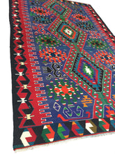 Load image into Gallery viewer, 6x10 Vintage Anatolian Turkish Kilim Area Rug | Three Medallion Tribal Motifs in the Field Bold Colors | SKU 291
