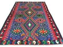 Load image into Gallery viewer, 6x10 Vintage Anatolian Turkish Kilim Area Rug | Three Medallion Tribal Motifs in the Field Bold Colors | SKU 291
