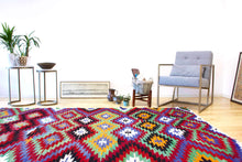 Load image into Gallery viewer, 5x10 Vintage Anatolian Turkish Kilim Area Rug | Repeating Symmetrical Motifs Bold Colors | SKU 295
